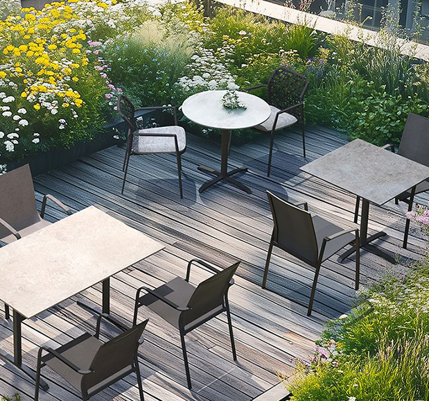 Gartentisch Colorado Klapptisch in bluestone rund