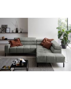 Sofa CLEVELAND in Stoff cord stone mit Sitzvorzug