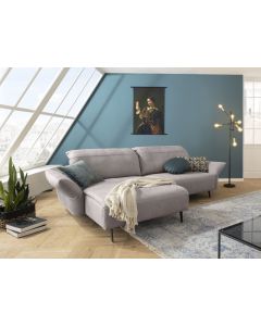Sofa in Stoff Lederlook light grey