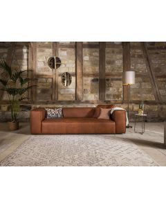 Sofa gross in Leder cognac mit grosser Sitztiefe