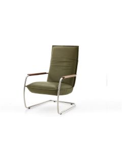 Sessel hoch JODY Leder verde mit Freischwingergestell