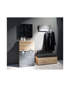 Garderobe V-ROCK LIVING Alteiche mit Stein schwarz-grau