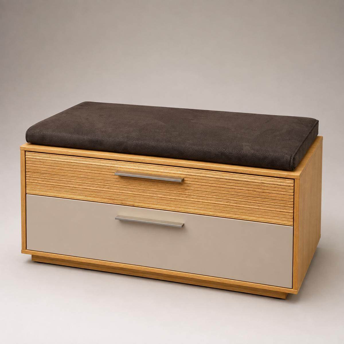 Garderobenbank LOVENO Eiche Bianco und Taupe