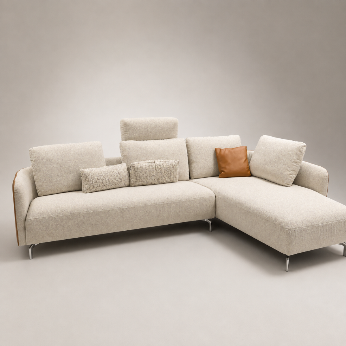 Polstergarnitur 275 x 195 cm Stoff hellelfenbein