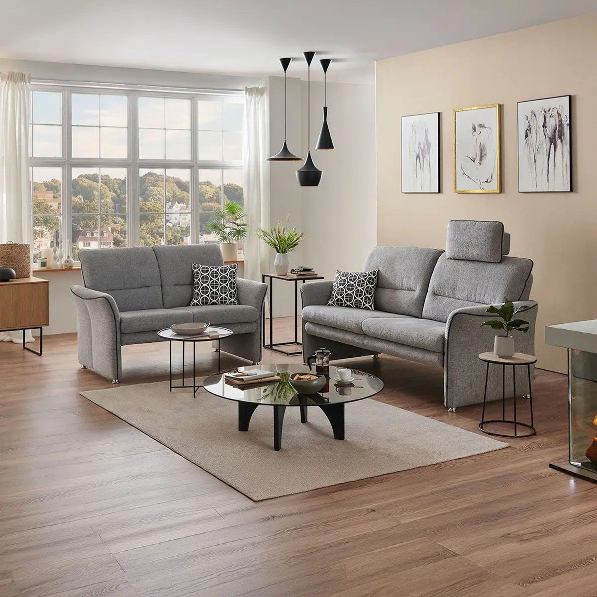 Sofa DUBAI Stoff hellgrau