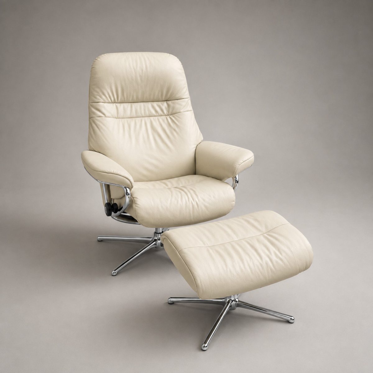 Sessel SUNRISE S Cross mit Hocker Leder Batick cream