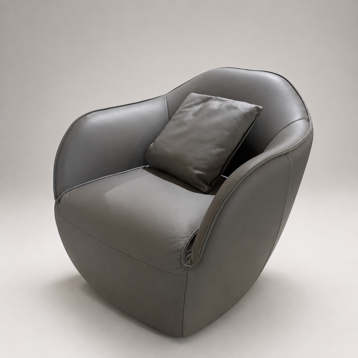 Sessel 79 x 82 cm Leder steingrau