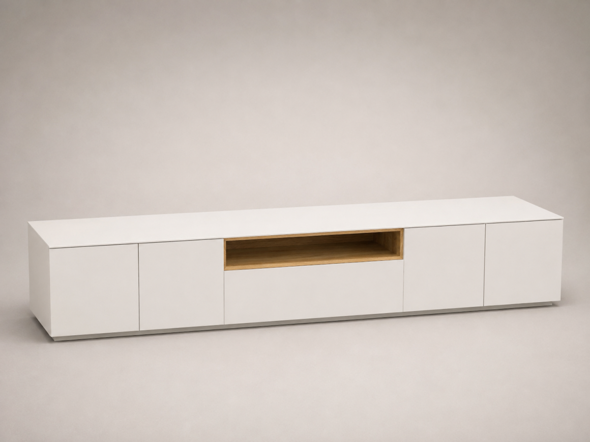 Lowboard Living System Bianco und Rovere Chiaro
