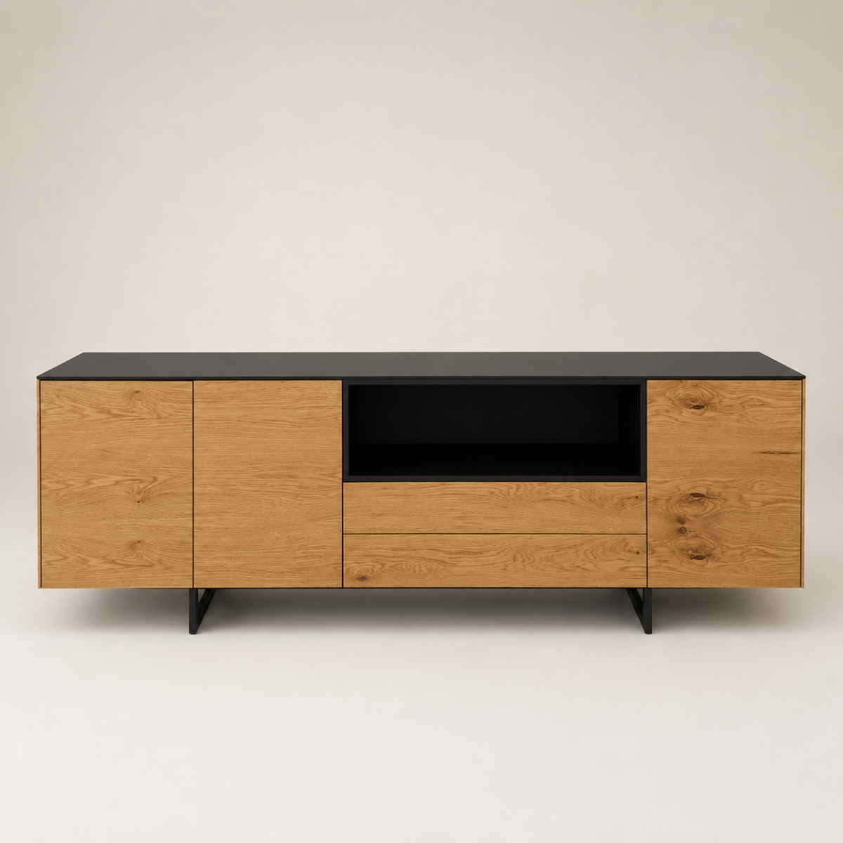 Sideboard COMBINA Lack Schwarz und Asteiche