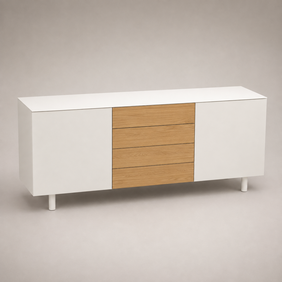 Sideboard Living System Bianco und Rovere Chiaro