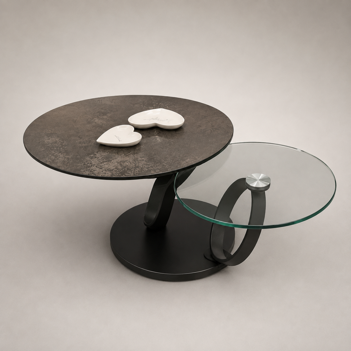 Couchtisch EOLIA BLACK Keramik rostbraun drehbar
