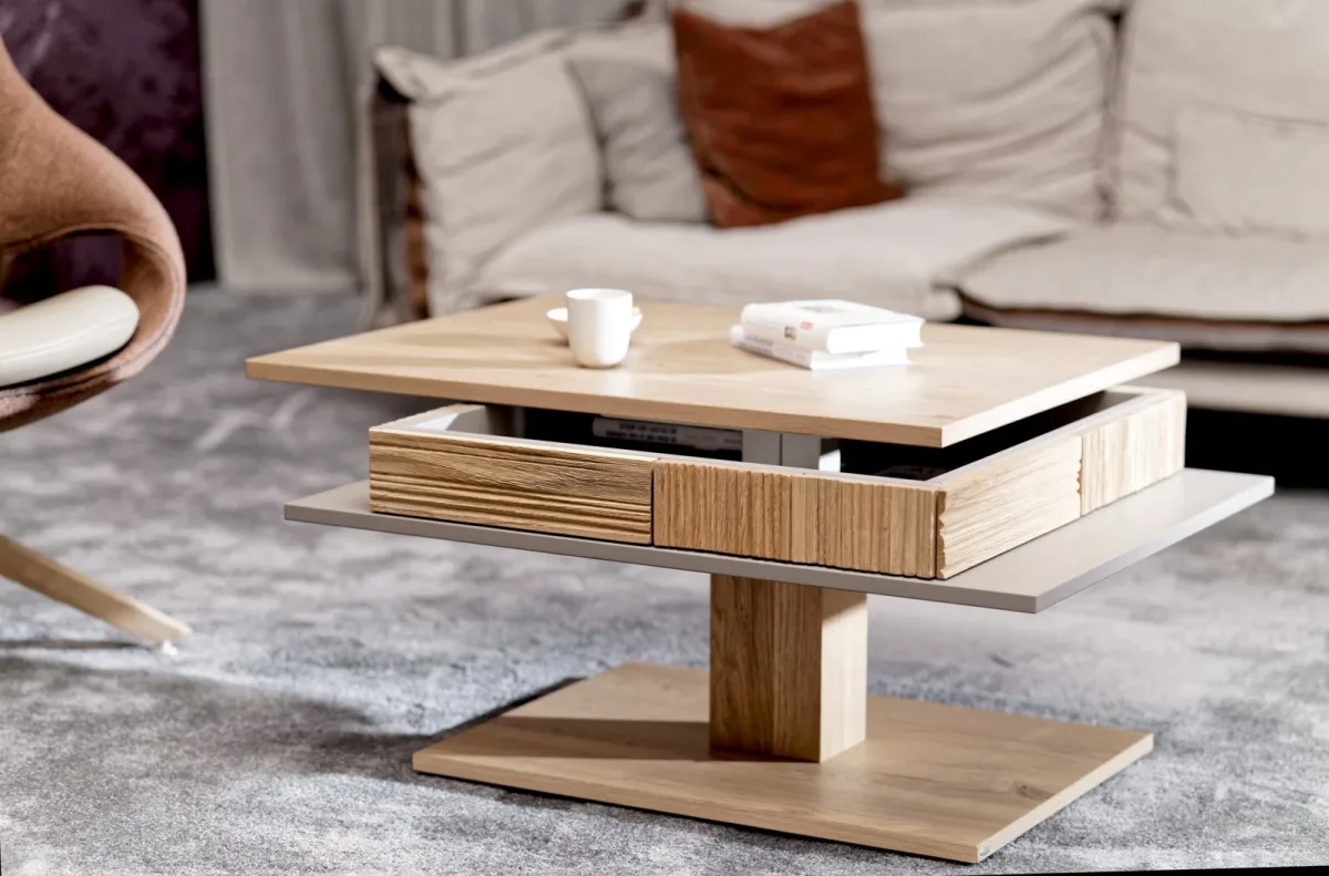 Couchtisch V-LACERA Wildeiche 90 x 70 cm