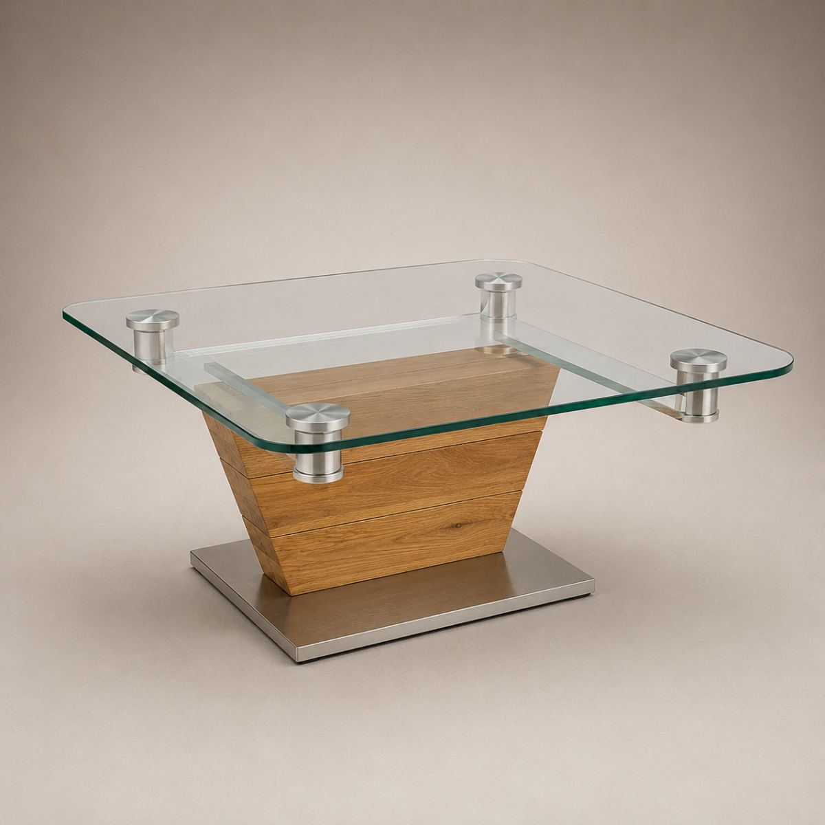Salontisch mit zwei Glasplatten Asteiche