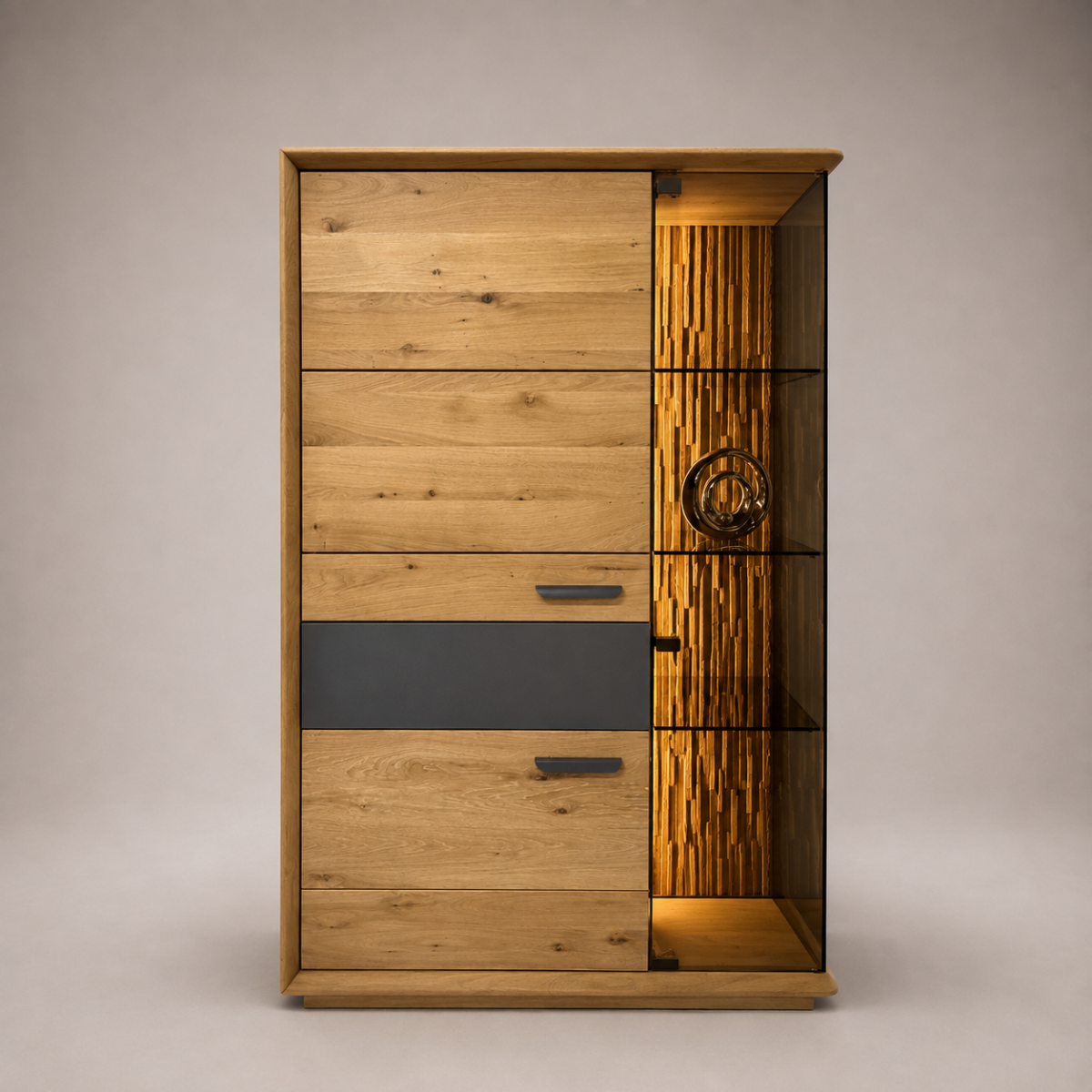 Vitrine LS25 VITOS Eiche massiv satin